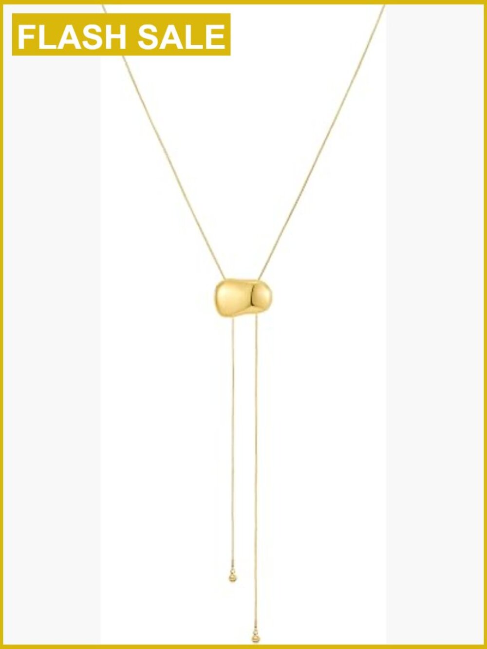 Long Lariat Necklace with Pebble Pendant Gold Y Chain Adjustable Trendy